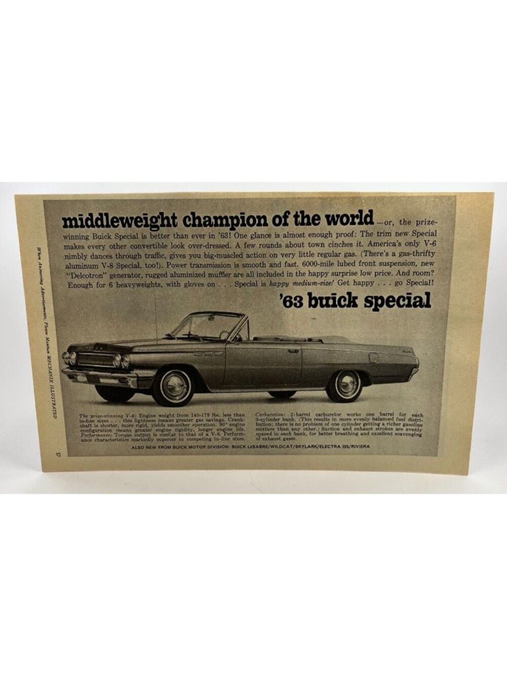 1963 Buick Special Convertible Vintage Print Ad 1960s Classic Car Auto Wall Art
